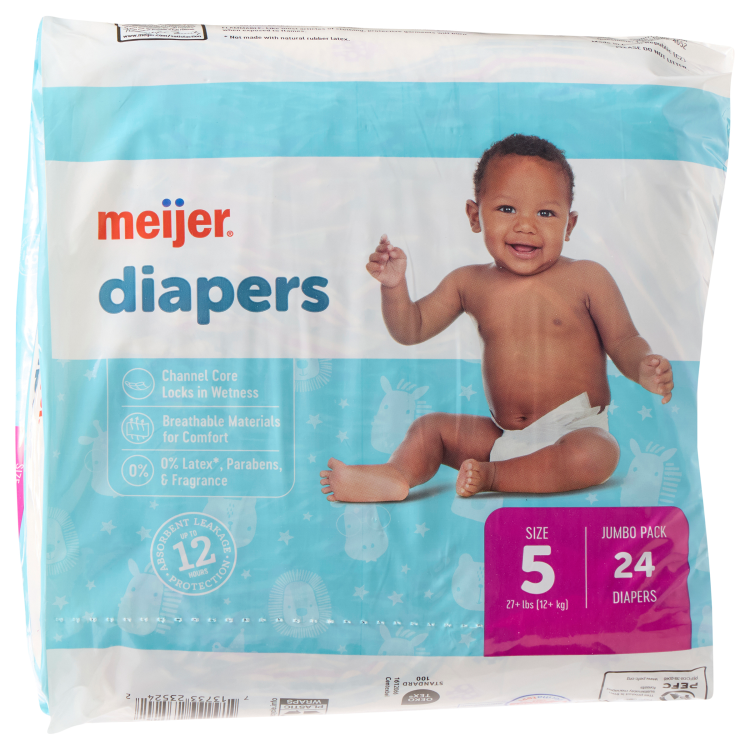 slide 2 of 5, MEIJER BABY DIAPERS JUMBO SZ5 24CT, 24 ct