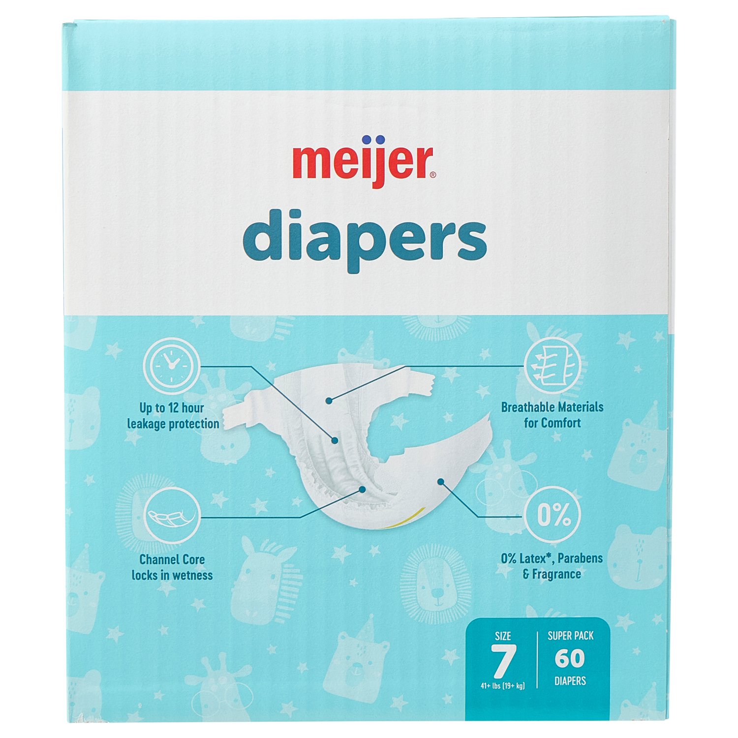 slide 2 of 4, MEIJER BABY DIAPERS SUPER SZ7 60CT, 60 ct