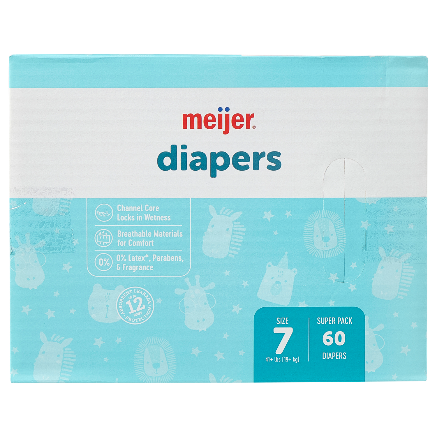 slide 4 of 4, MEIJER BABY DIAPERS SUPER SZ7 60CT, 60 ct