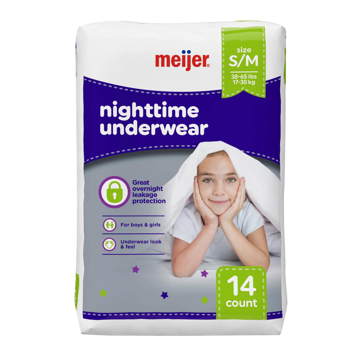 slide 1 of 1, Nighttime Underwear S/m, 14 Ct, 14 ct