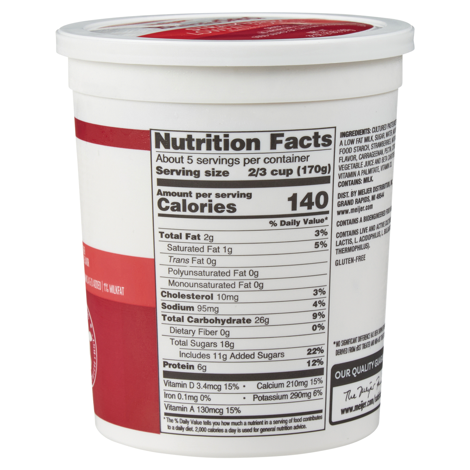 slide 3 of 5, Meijer Strawberry Lowfat Yogurt, 32 oz