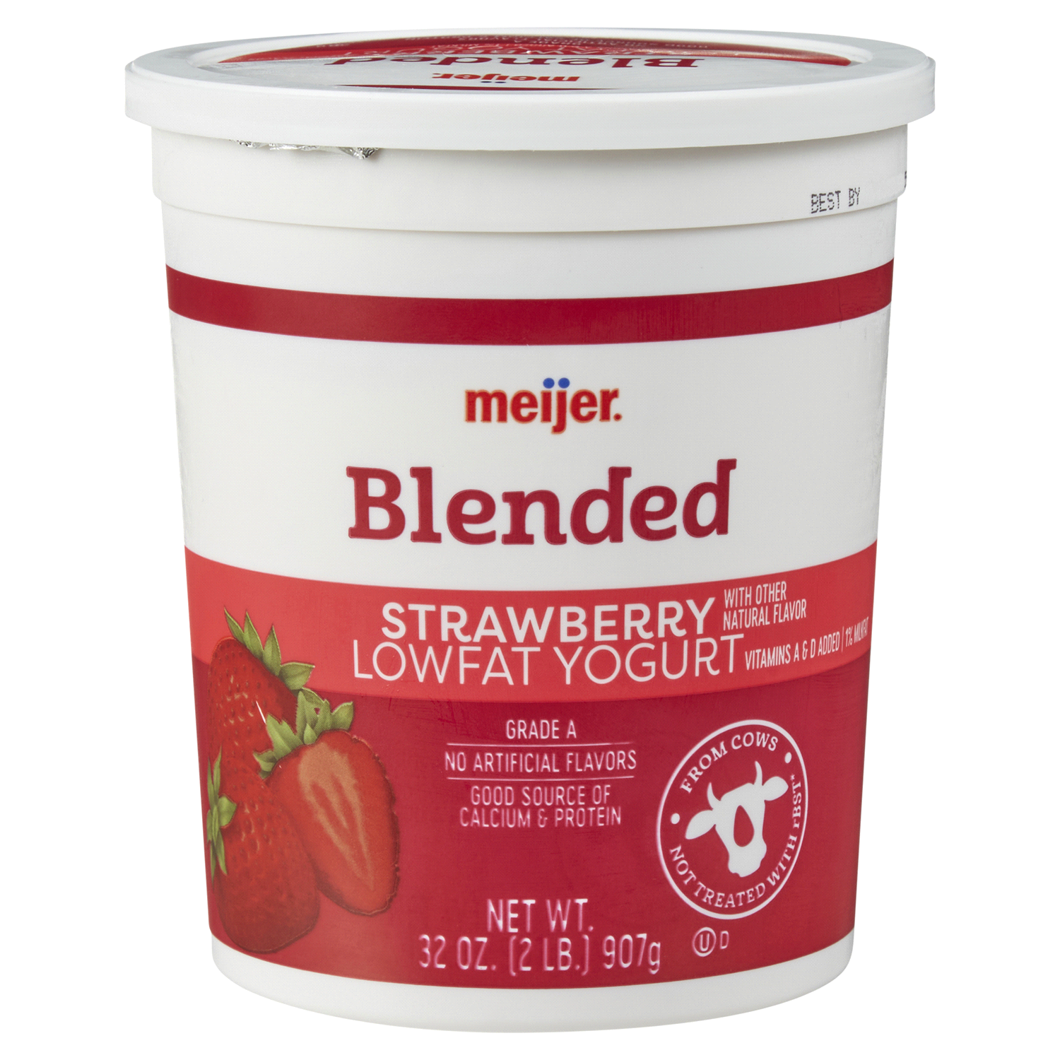 slide 1 of 5, Meijer Strawberry Lowfat Yogurt, 32 oz