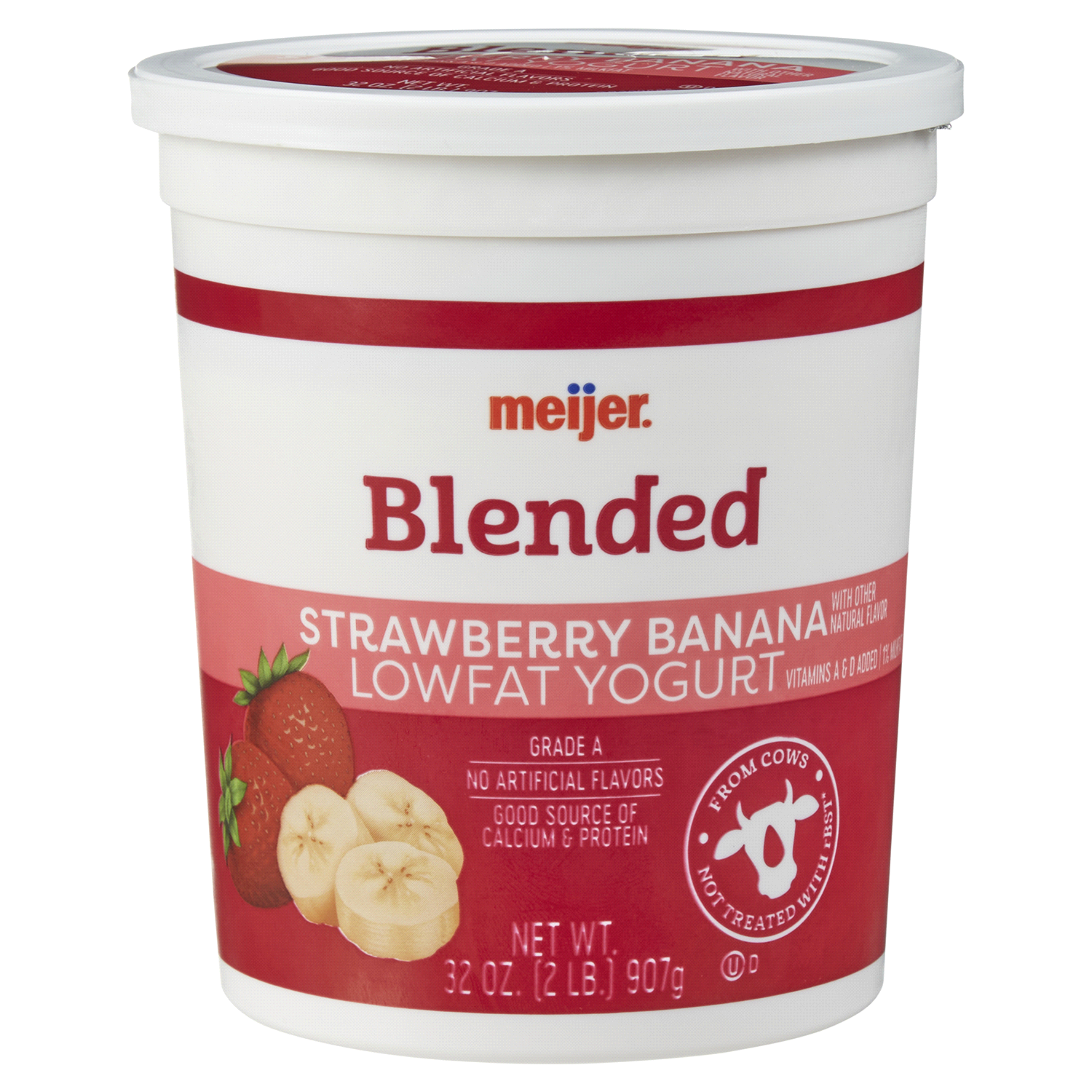 slide 1 of 5, Meijer Strawberry Banana Lowfat Yogurt, 32 oz