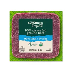 True Goodness 93% Organic Grass Fed Ground Beef, 1 Lb
