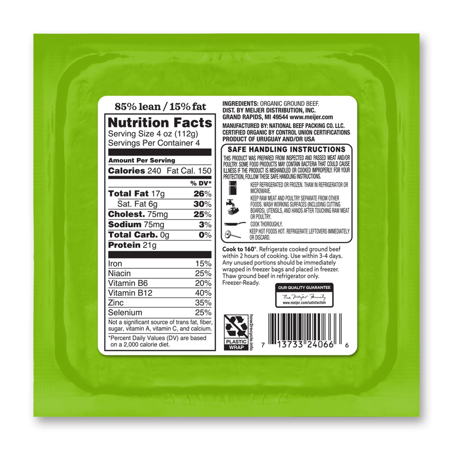 slide 2 of 3, True Goodness 85% Organic Grass Fed Ground Beef, 1 lb, 1 lb