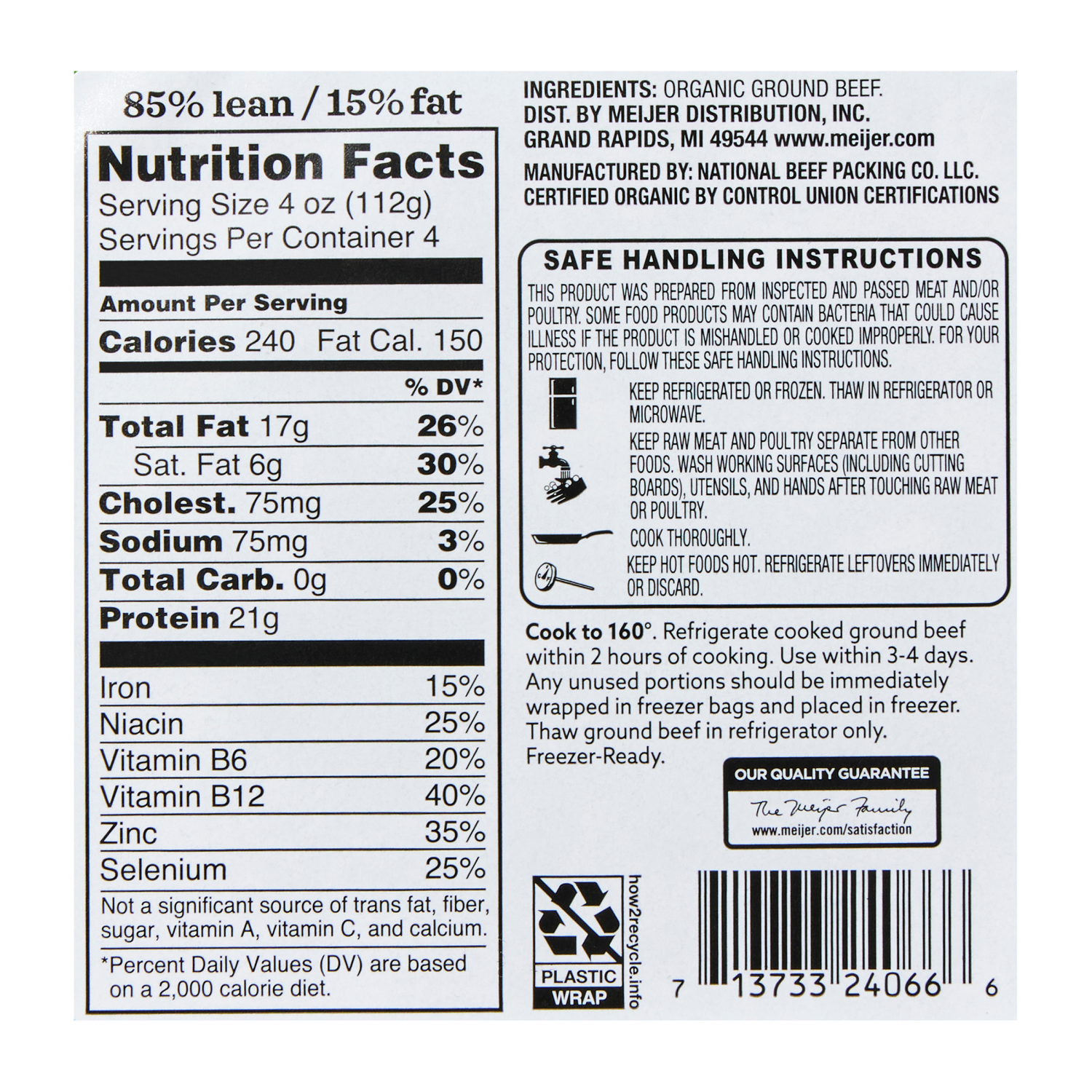 slide 3 of 3, True Goodness 85% Organic Grass Fed Ground Beef, 1 lb, 1 lb