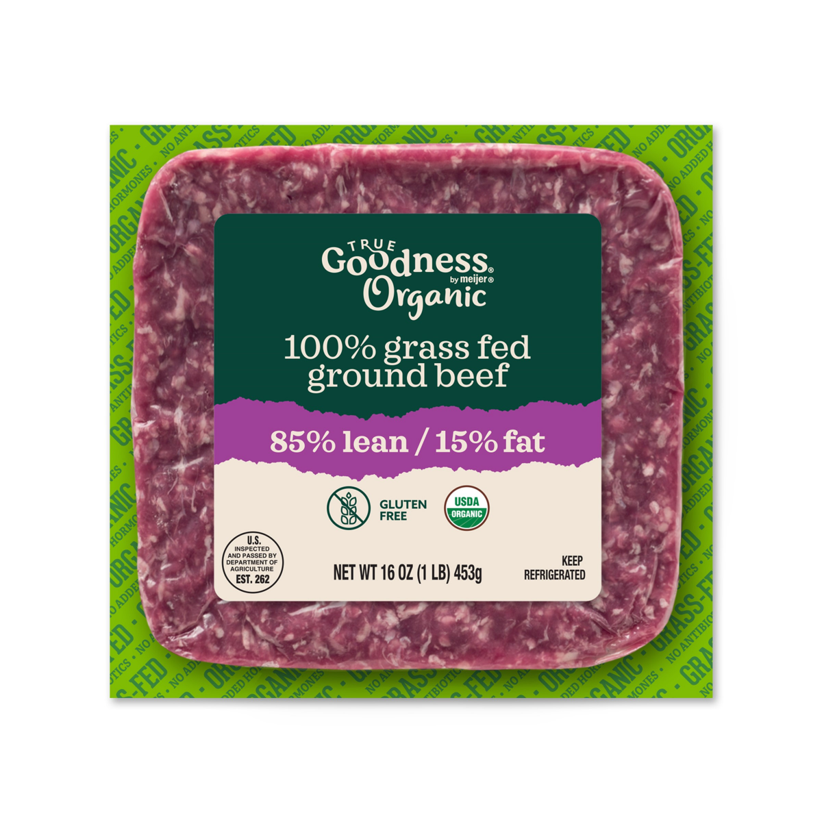 slide 1 of 5, True Goodness 85% Organic Grass Fed Ground Beef, 1 lb, 1 lb