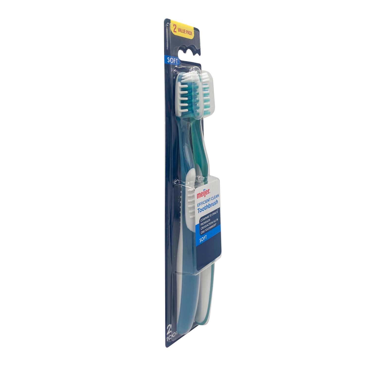 slide 3 of 3, Meijer Efficient Clean Toothbrush 2pk - SOFT, 2 ct