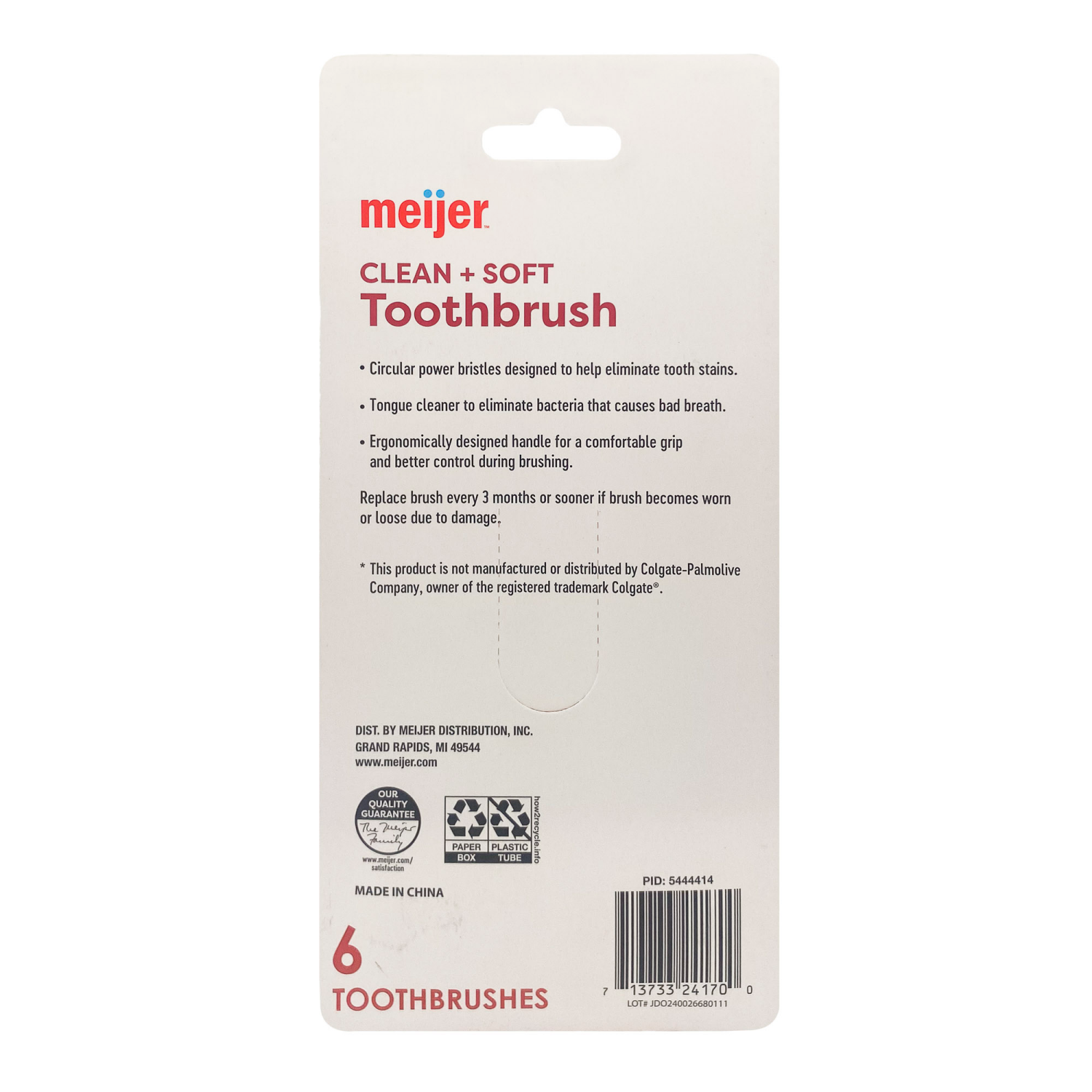slide 2 of 3, Meijer Clean & Soft Toothbrush 6 Ct. Medium, 6 ct