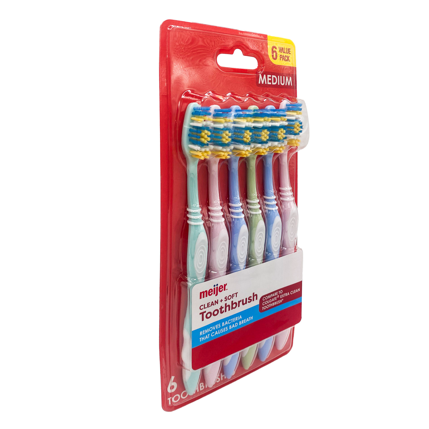 slide 3 of 3, Meijer Clean & Soft Toothbrush 6 Ct. Medium, 6 ct