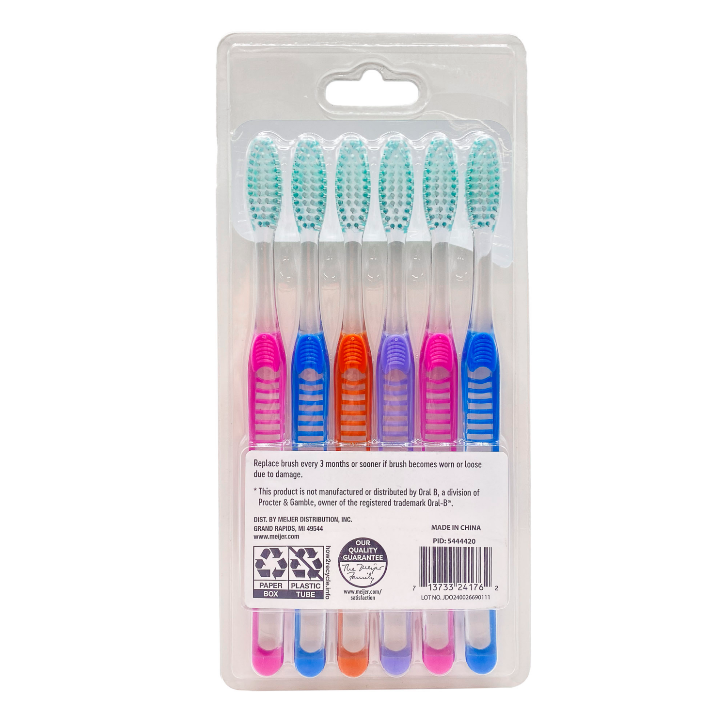 slide 2 of 3, Meijer Color Changing Bristle Toothbrush 6 Ct. Soft, 6 ct