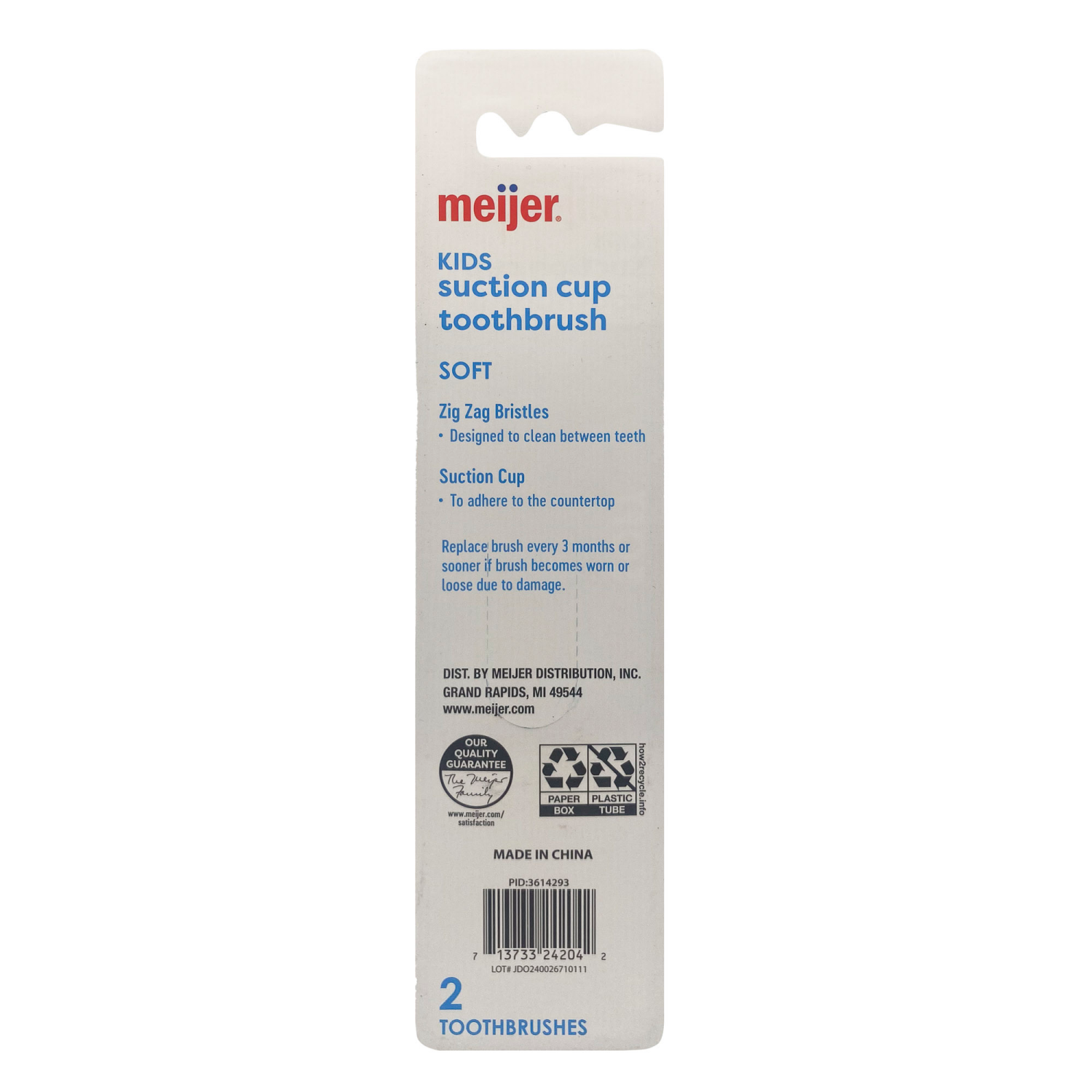 slide 2 of 3, Meijer Kids Suction Cup Toothbrush 2ct - Soft, 2 ct