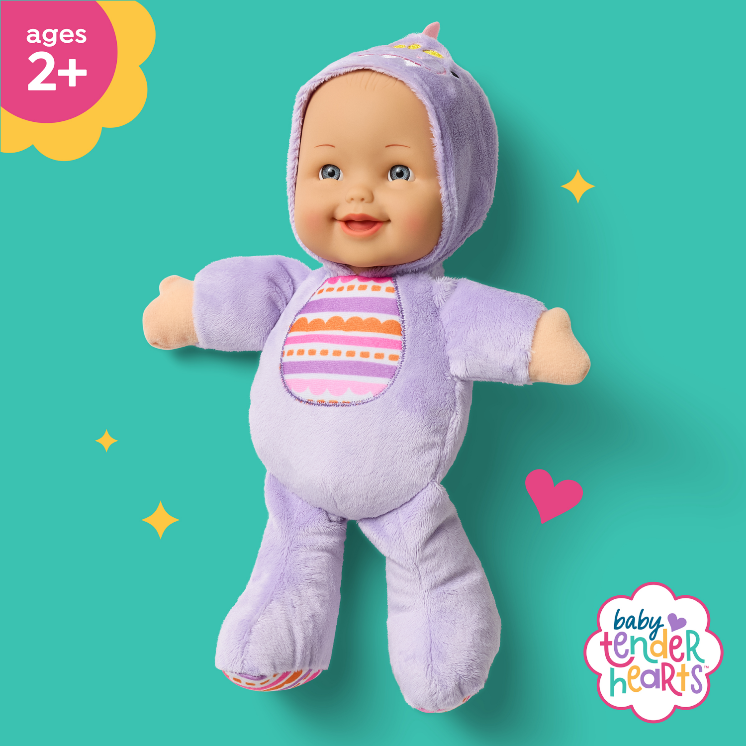 slide 3 of 3, Baby Tender Hearts BTH 12" Soft Body Baby Doll, 12 in