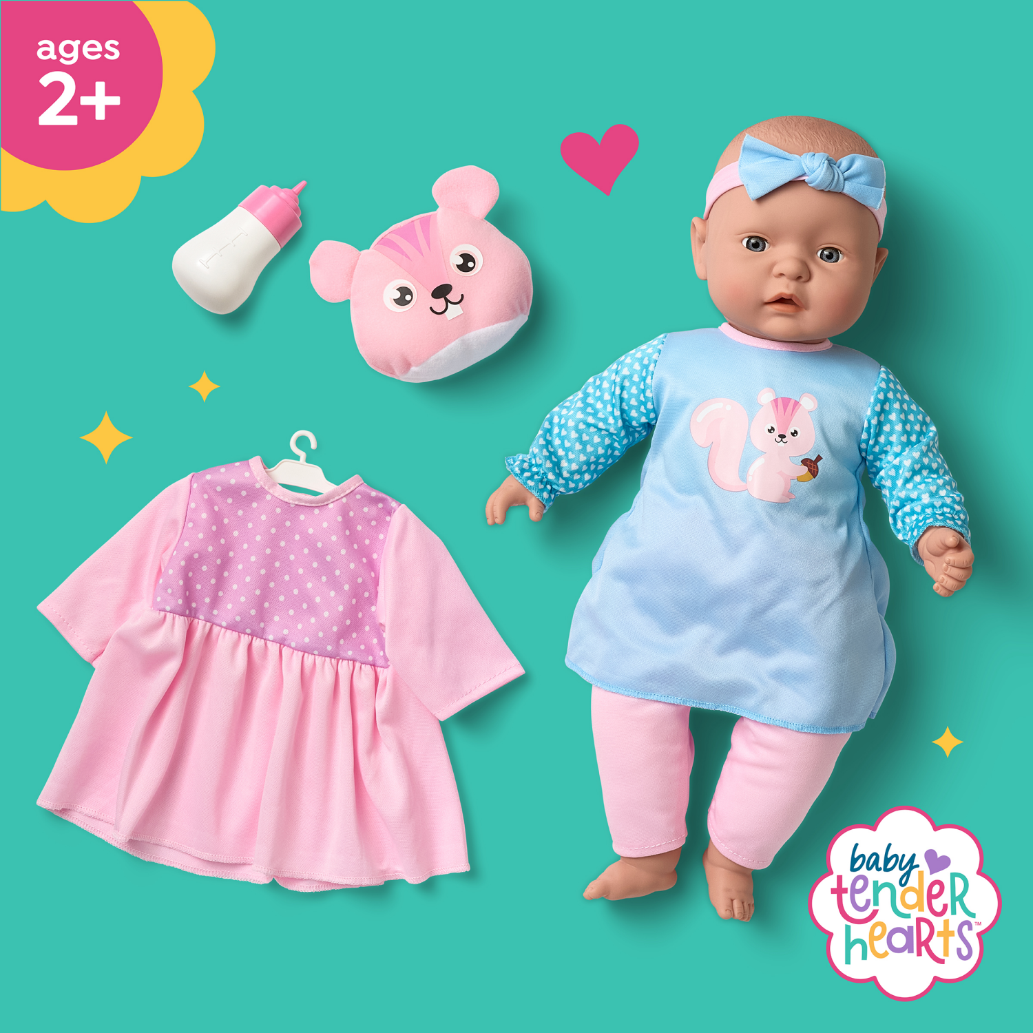 slide 6 of 7, Baby Tender Hearts BTH 18" So Cute Baby Doll Deluxe Set, 18 in