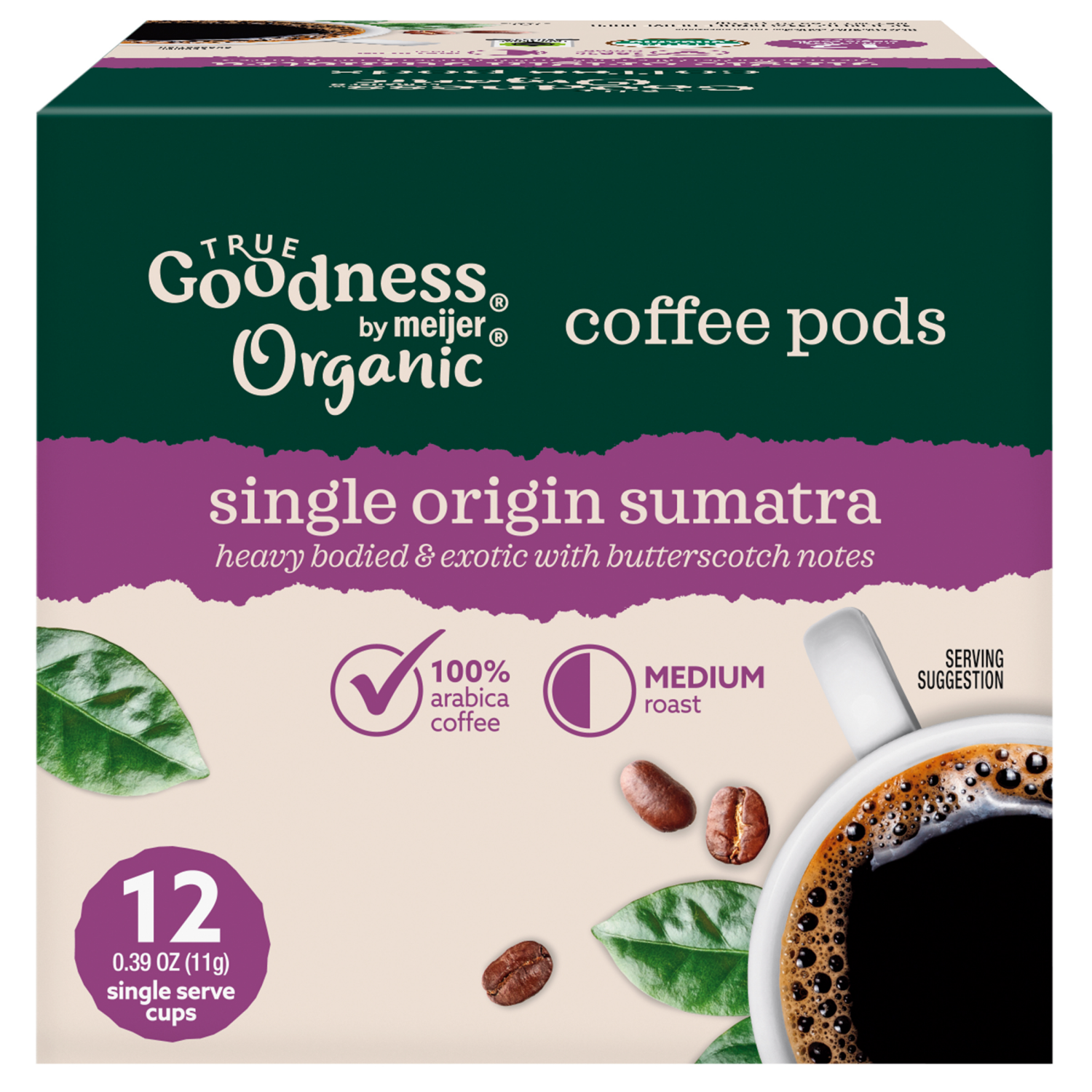slide 4 of 8, True Goodness Organic Sumatra Single Origin Coffee Pods, 12ct, 12 ct