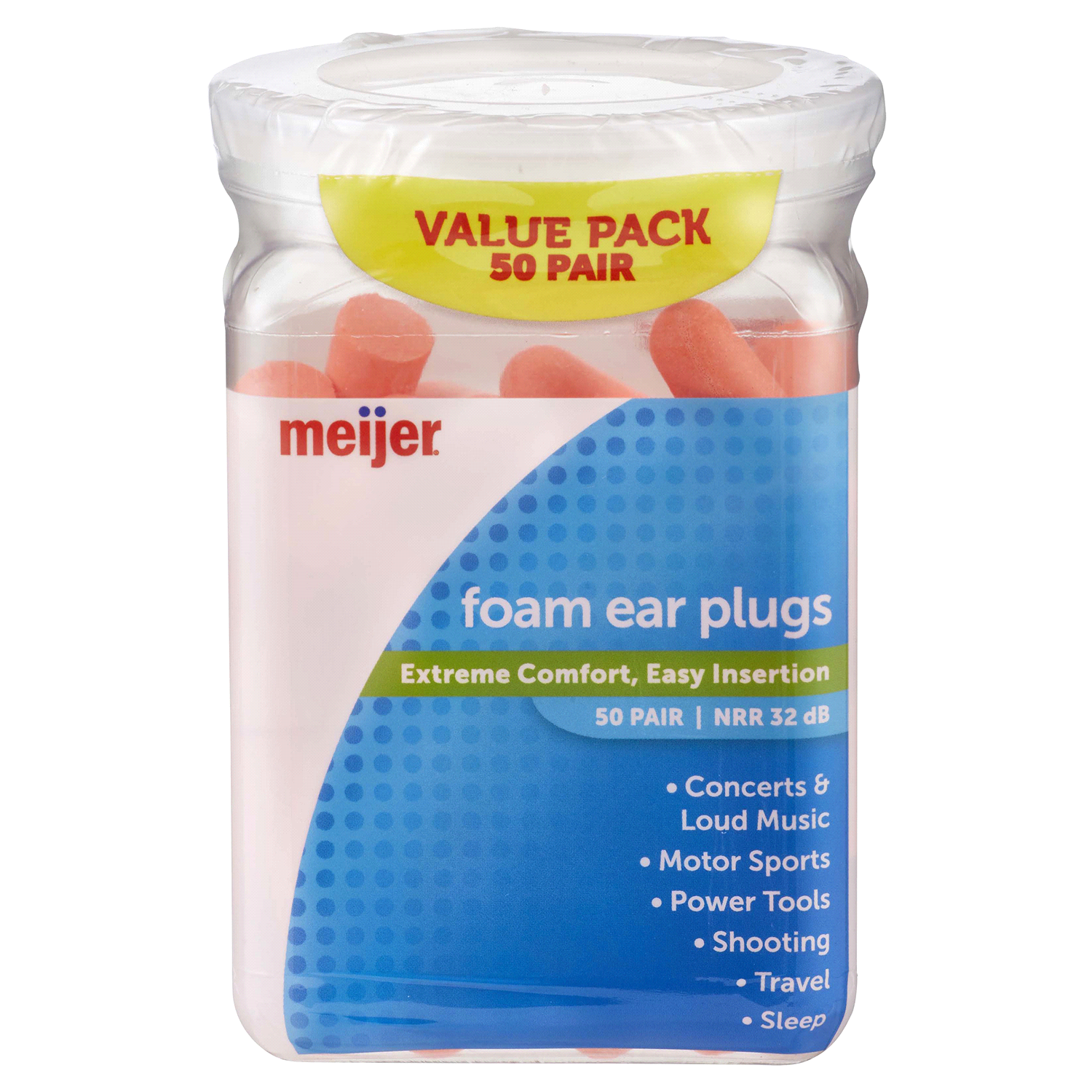 slide 1 of 3, Meijer Foam Ear Plugs Value Pack, 50 ct, 50 ct