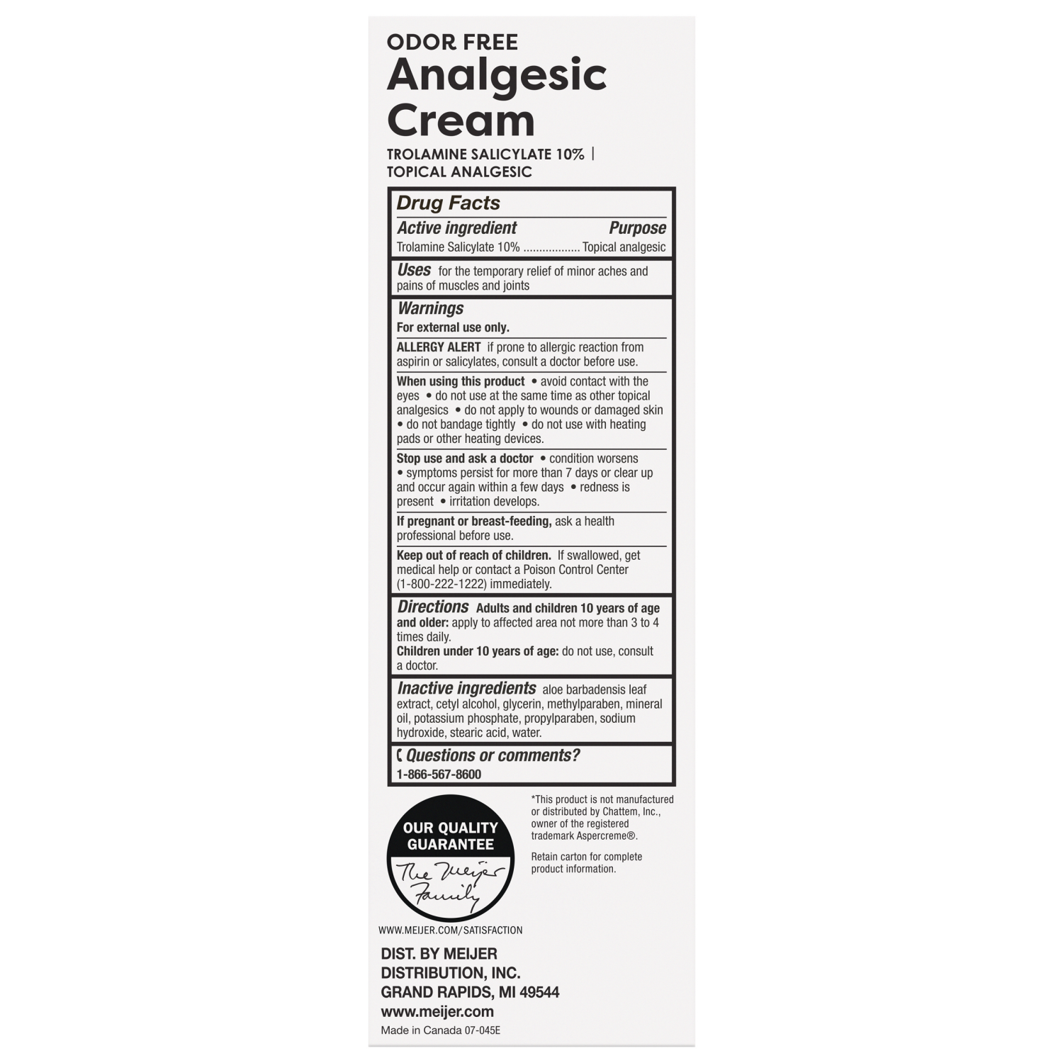 slide 3 of 3, Meijer Analgesic Cream with Aloe, 3 oz