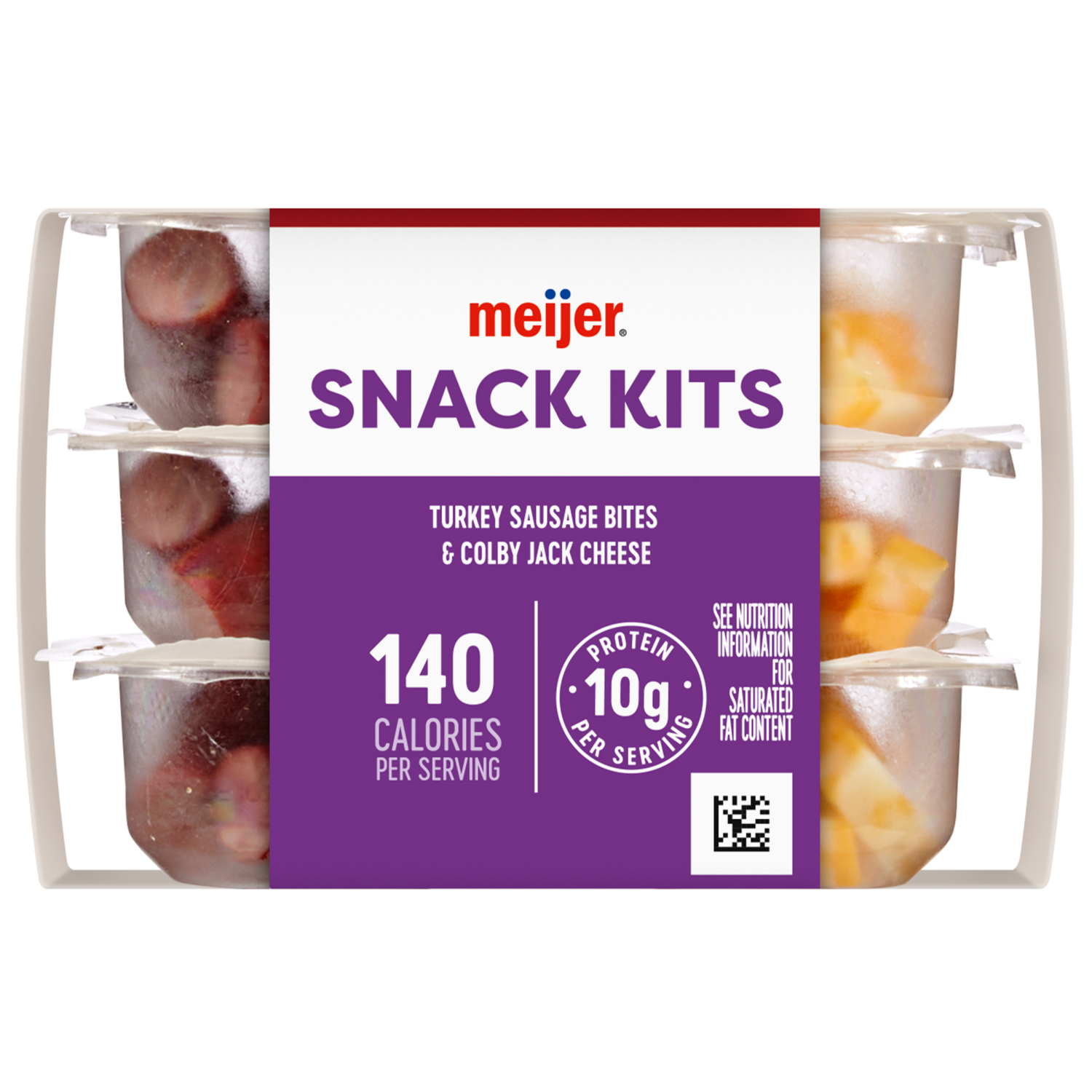slide 4 of 4, Meijer Snack Kits Colby Jack Cheese and Turkey Sausage Bites 3 Pack, 3 ct
