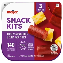 Meijer Snack Kits Colby Jack Cheese and Turkey Sausage Bites 3 Pack