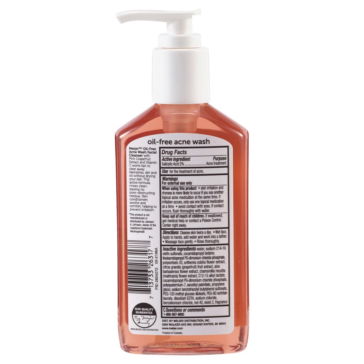 slide 2 of 2, Meijer Oil-Free Acne Wash, Pink Grapefruit, 6 oz