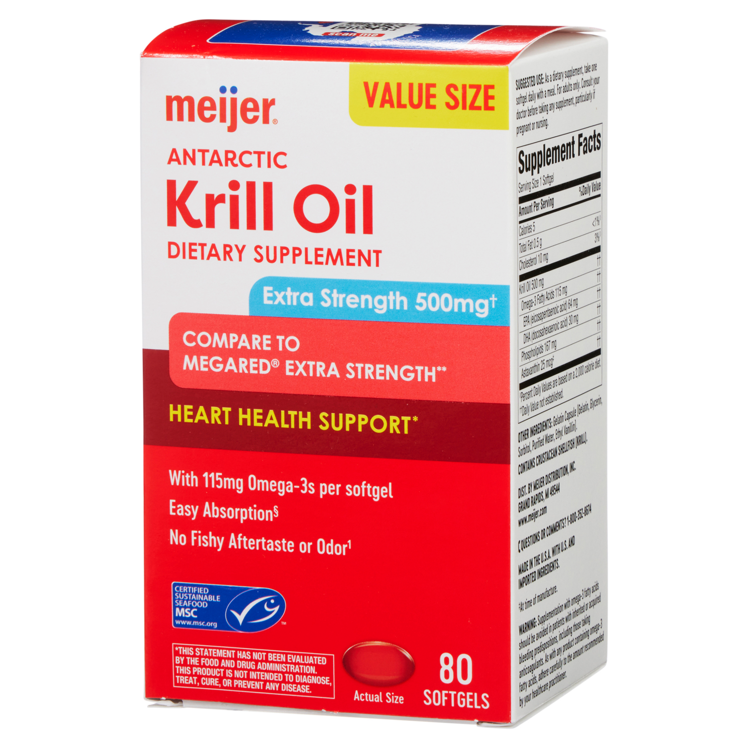 slide 4 of 5, Meijer Krill Oil, Value Size, 80 ct; 500 mg