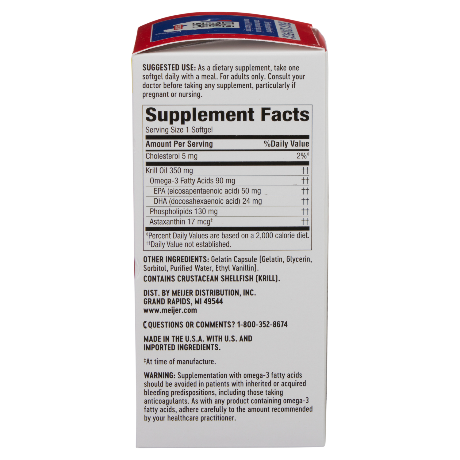 slide 3 of 5, Meijer Omega 3 Krill Oil, 350mg, 120 ct