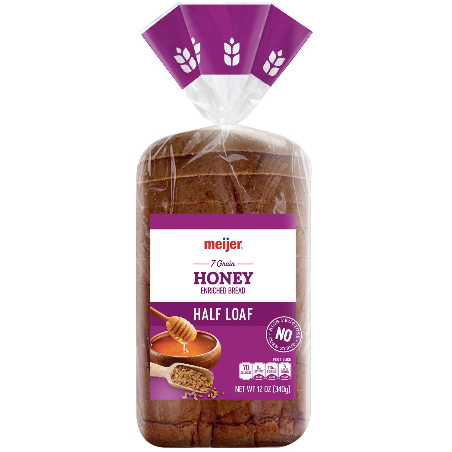 slide 1 of 8, Meijer 7 Grain Honey Bread, 1/2 Loaf, 14 oz