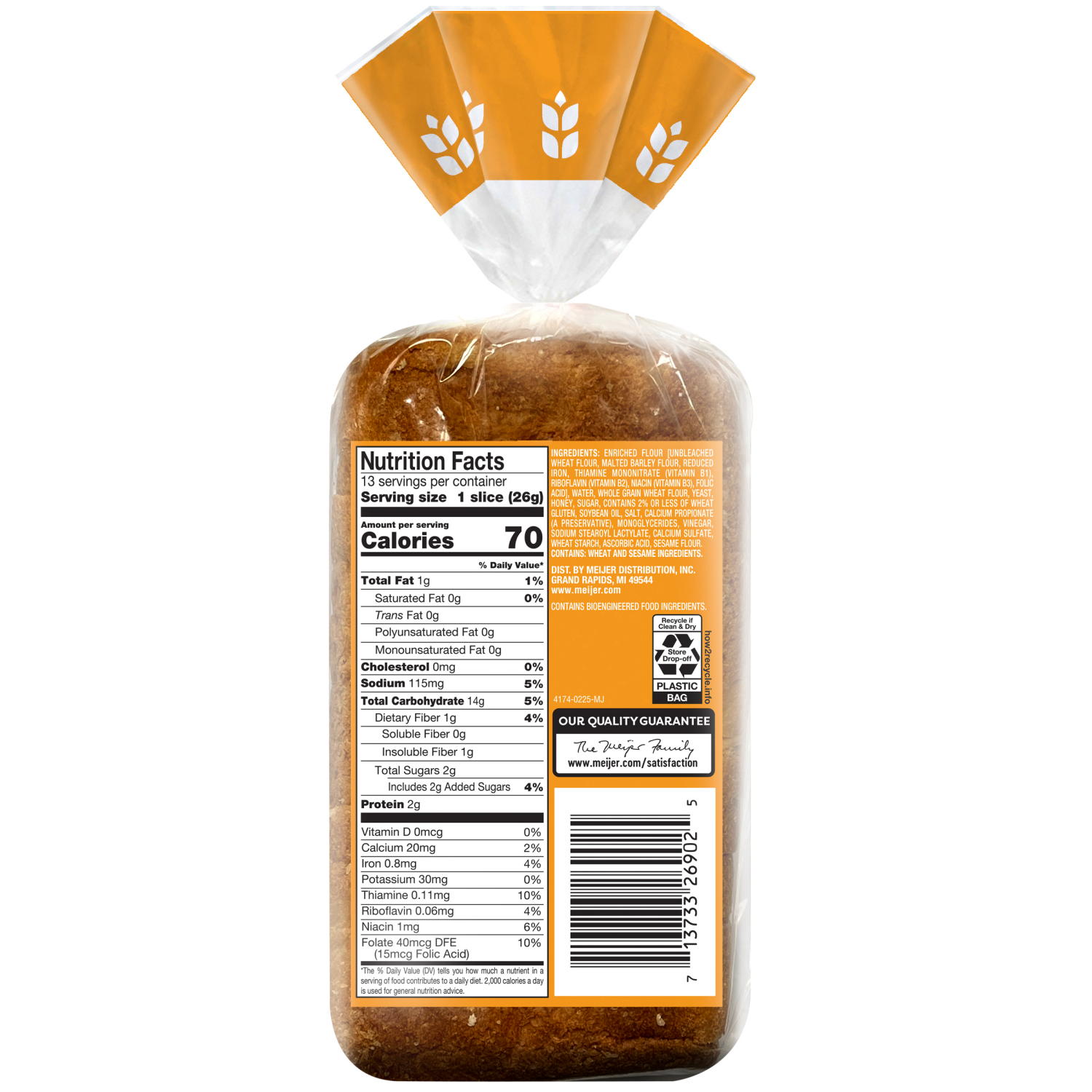 slide 2 of 8, Meijer Honey Wheat Half Loaf, 12 oz