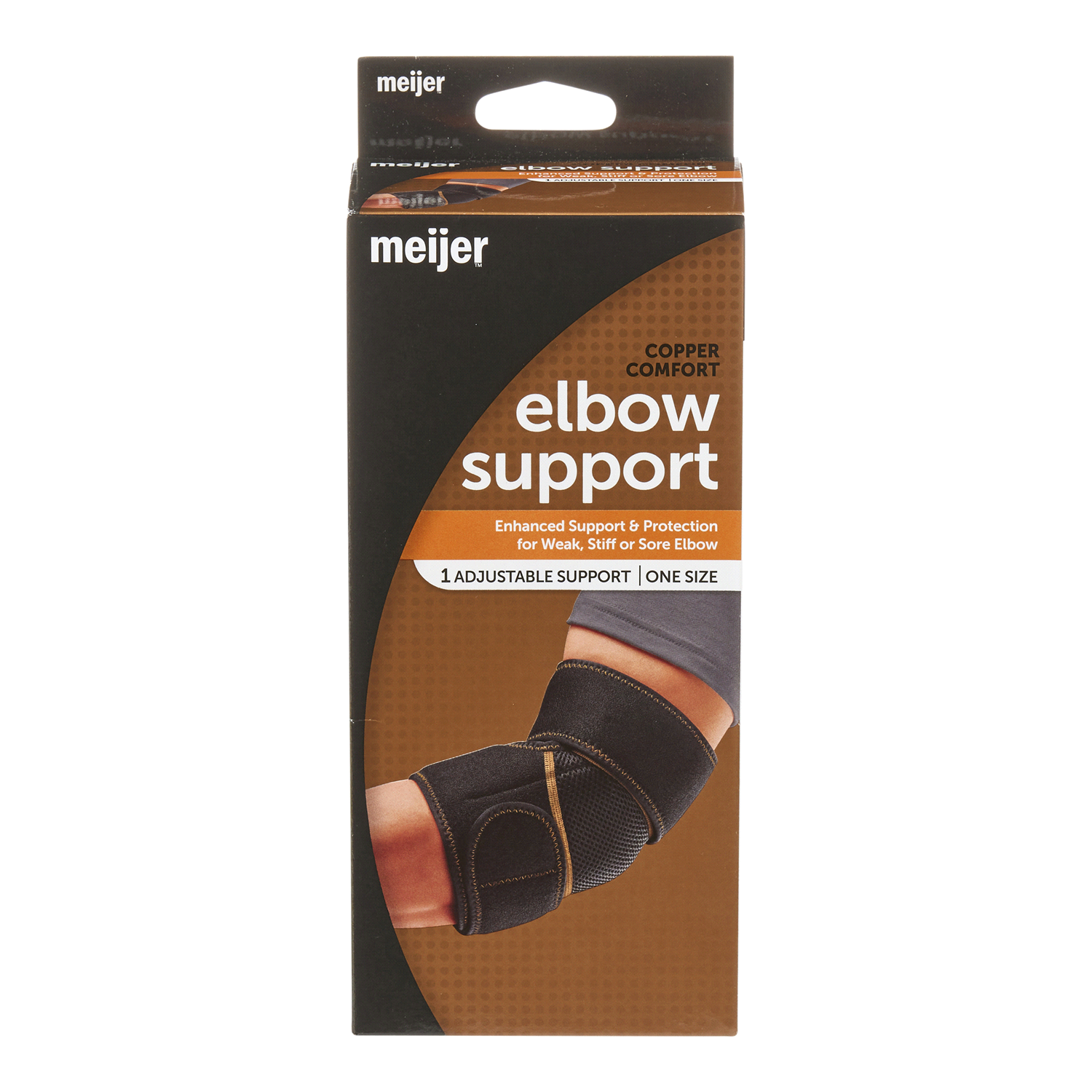 slide 1 of 5, MEIJER COPPER COMFORT ELBOW SUPPORT, adjustable