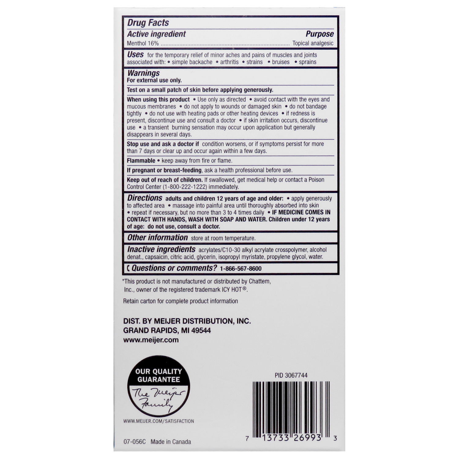 slide 3 of 4, Meijer Maximum Strength Cold & Hot Pain Relieving Liquid, 2.5 oz