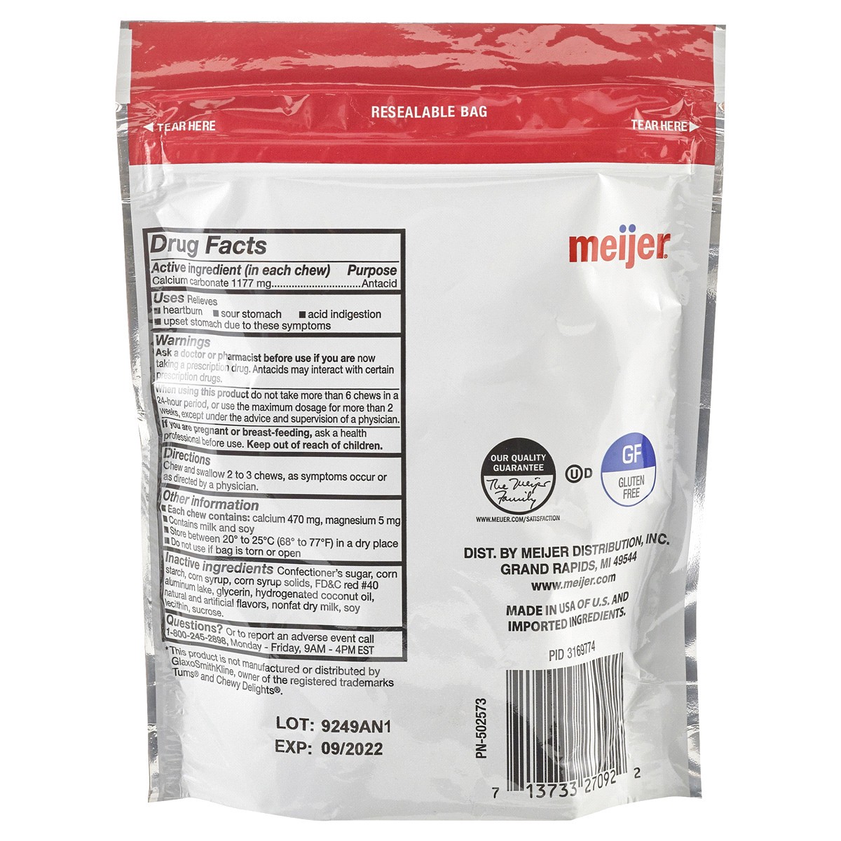 slide 2 of 2, Meijer Cherry Antacid Soft Chews, 36 ct