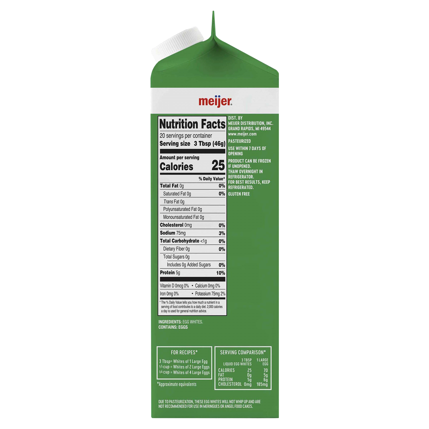 slide 3 of 3, Meijer No Break 100% Liquid Egg Whites, 32 oz