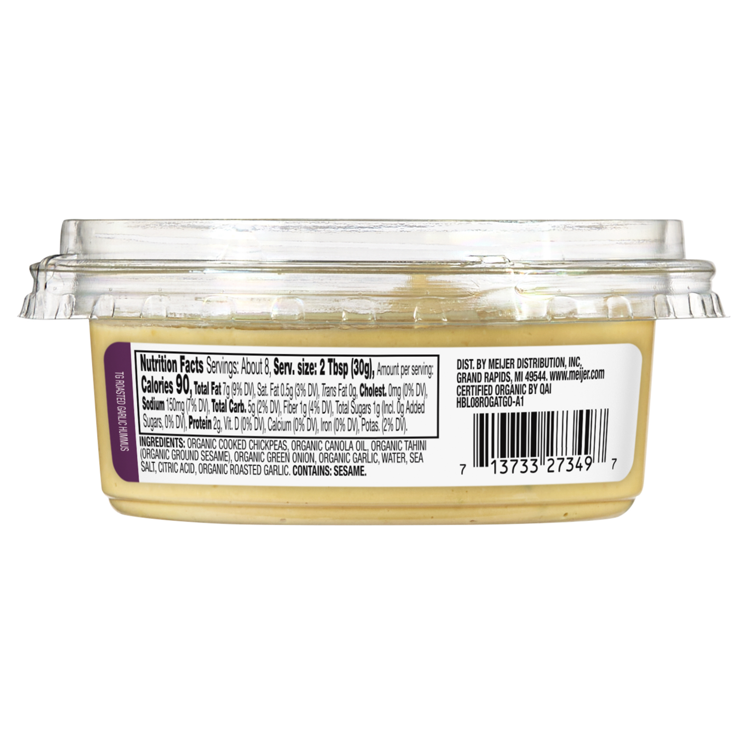 slide 2 of 3, True Goodness Organic Roasted Garlic Hummus, 8 oz., 8 oz