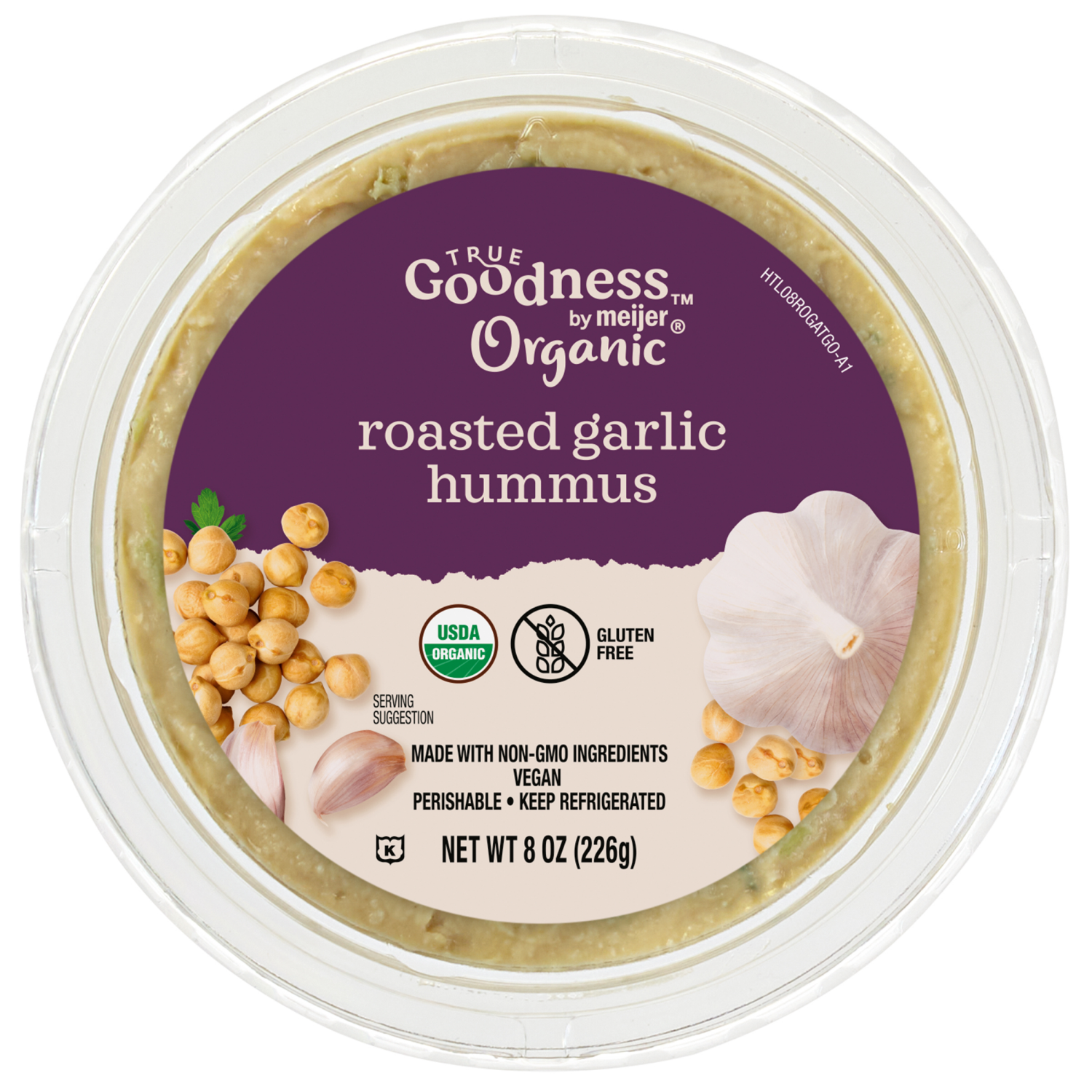 slide 1 of 3, True Goodness Organic Roasted Garlic Hummus, 8 oz., 8 oz
