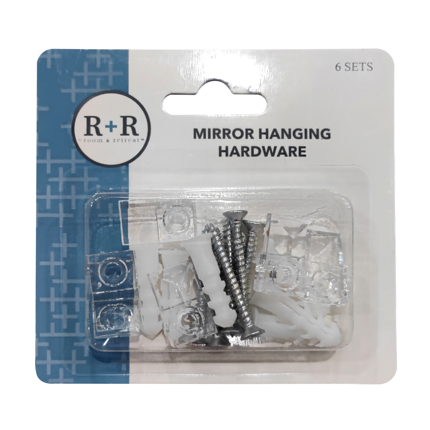 slide 1 of 3, R+R Mirror Hanging Hardware, 0.59 in h