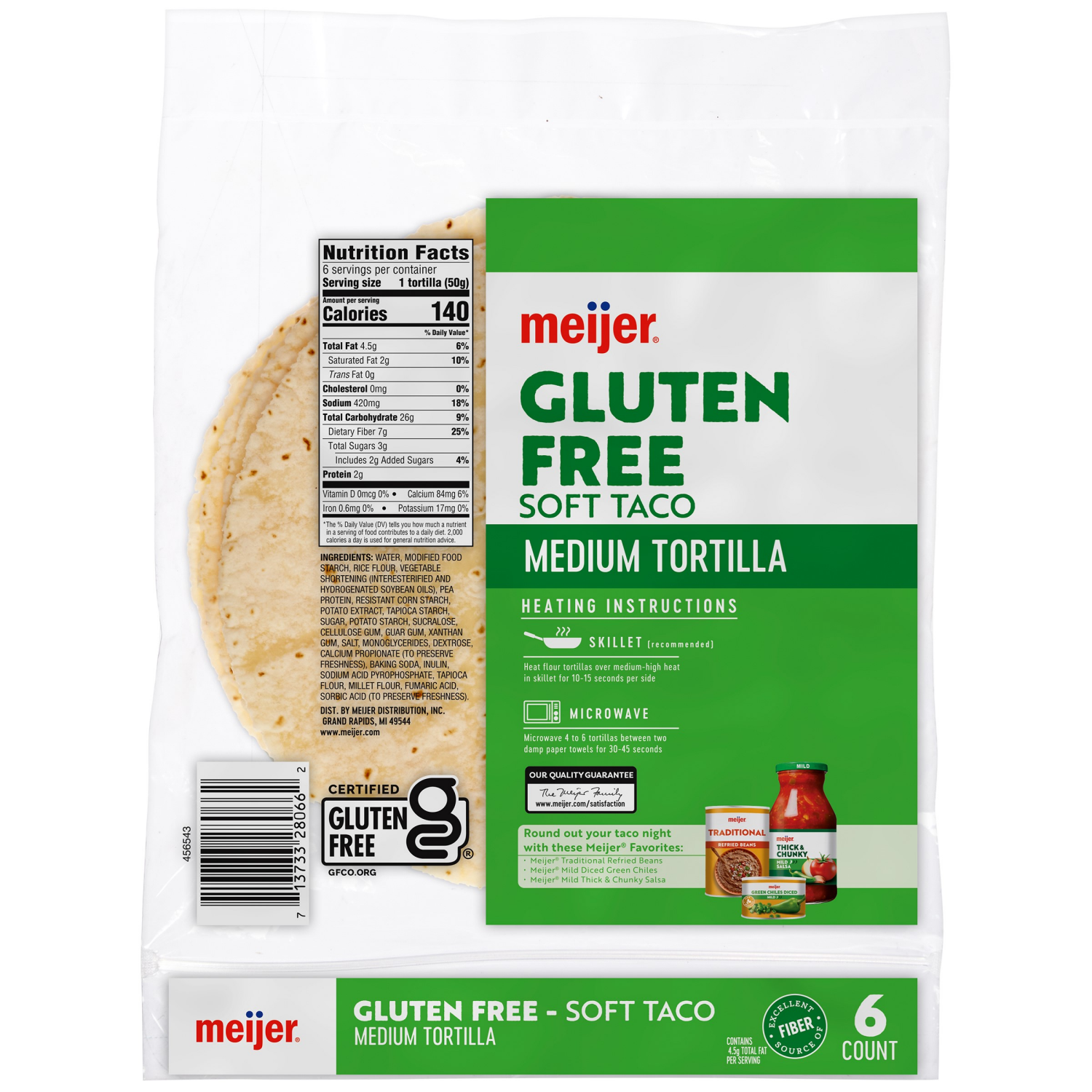 slide 2 of 2, Meijer Gluten Free Soft Taco Tortillas, 6 ct, 6 ct