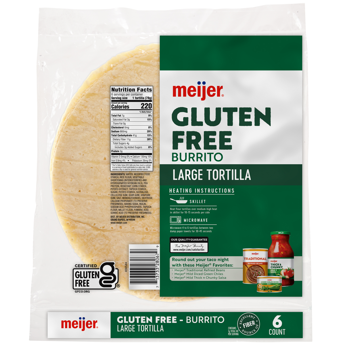 slide 2 of 2, Meijer Gluten Free Burrito Tortillas, 6 ct, 1 ct