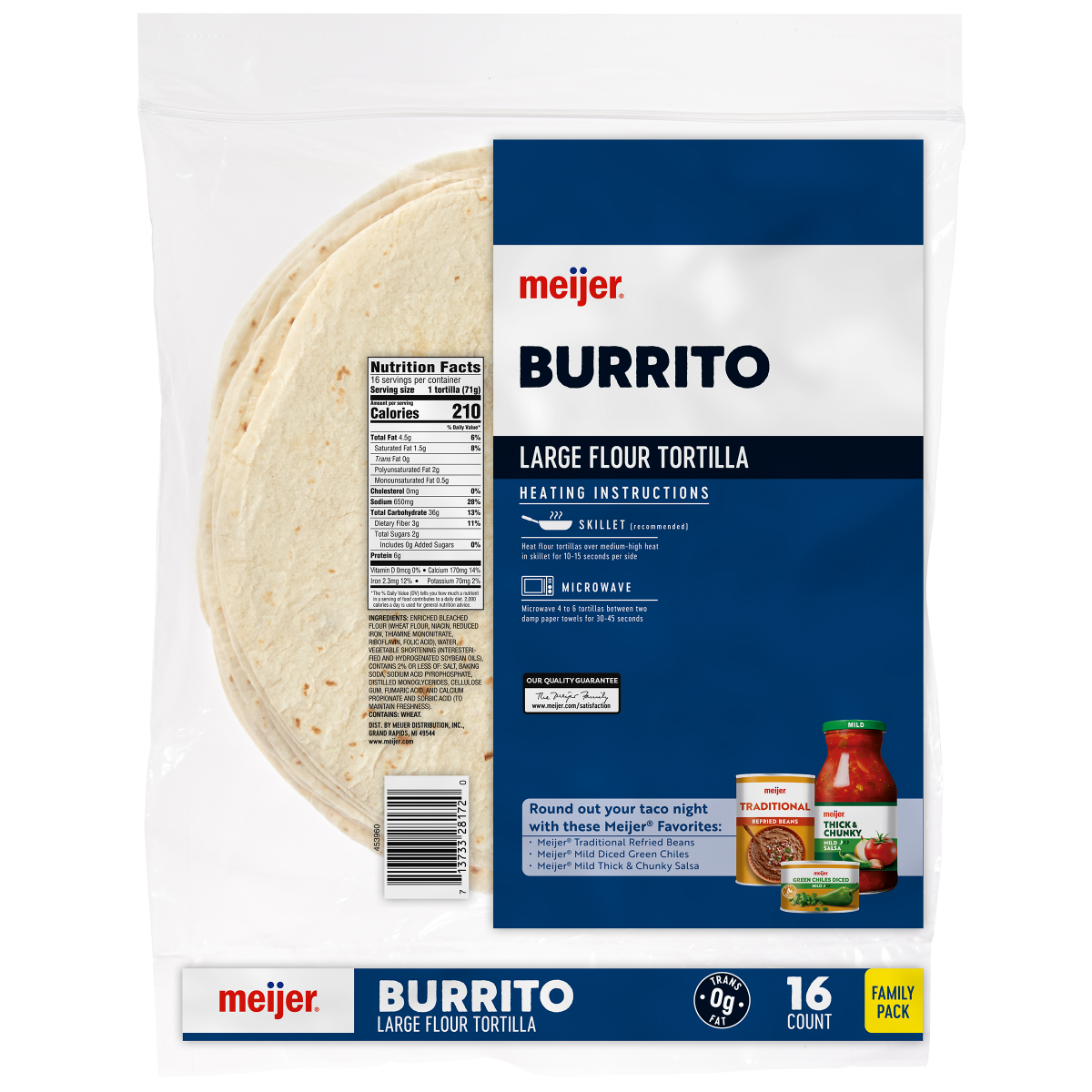 slide 2 of 2, Meijer Burrito Flour Tortillas, 16 ct