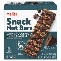 Meijer Snack Nut Bar, Dark Chocolate Sea Salt - 6 ct