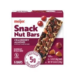 Meijer Snack Nut Bars, Cranberry Almond, 6 Ct, 1.41 Oz