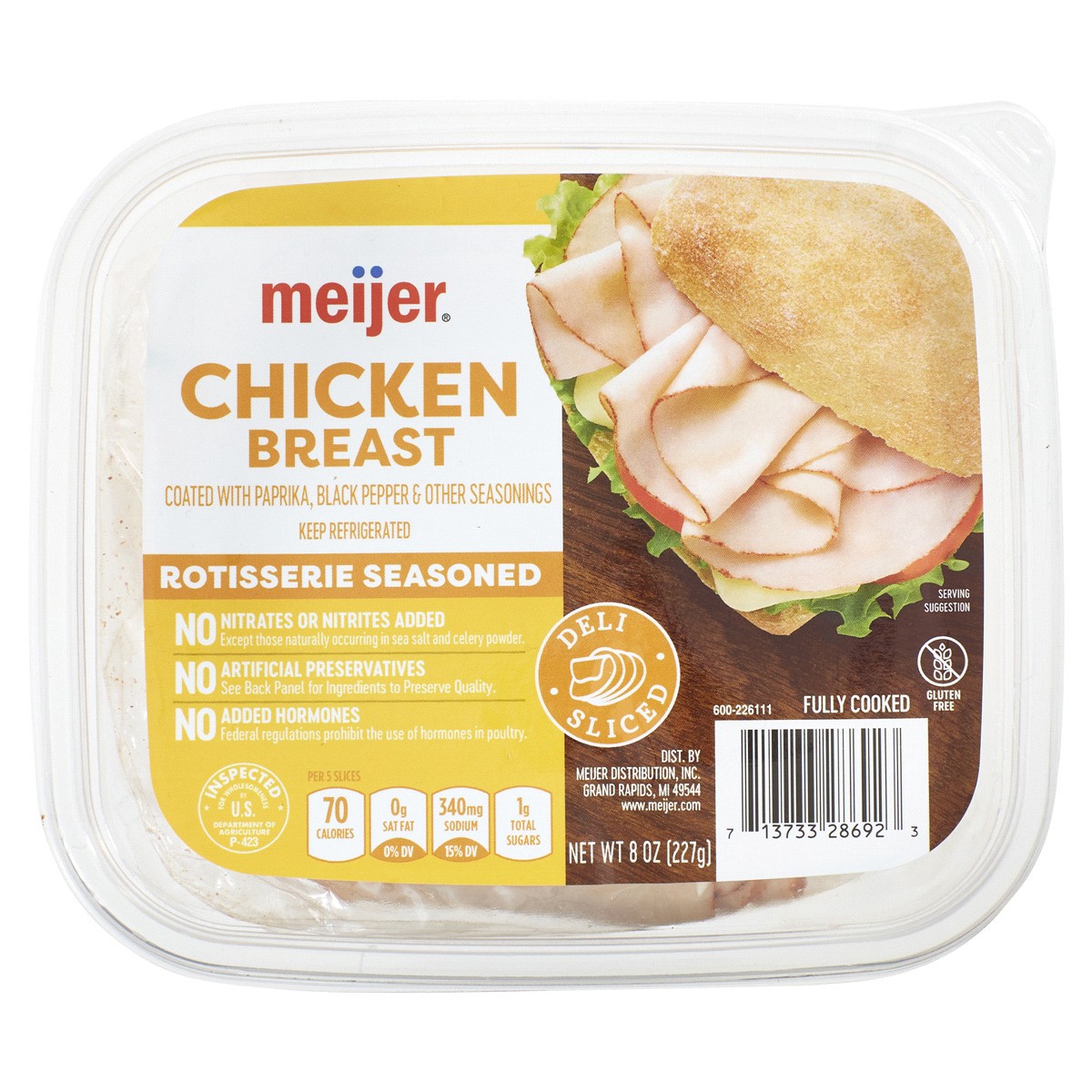 slide 1 of 29, Meijer Thin Sliced Chicken Lunch meat, 8 oz, 8 oz