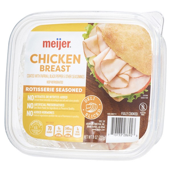 slide 8 of 29, Meijer Thin Sliced Chicken Lunch meat, 8 oz, 8 oz