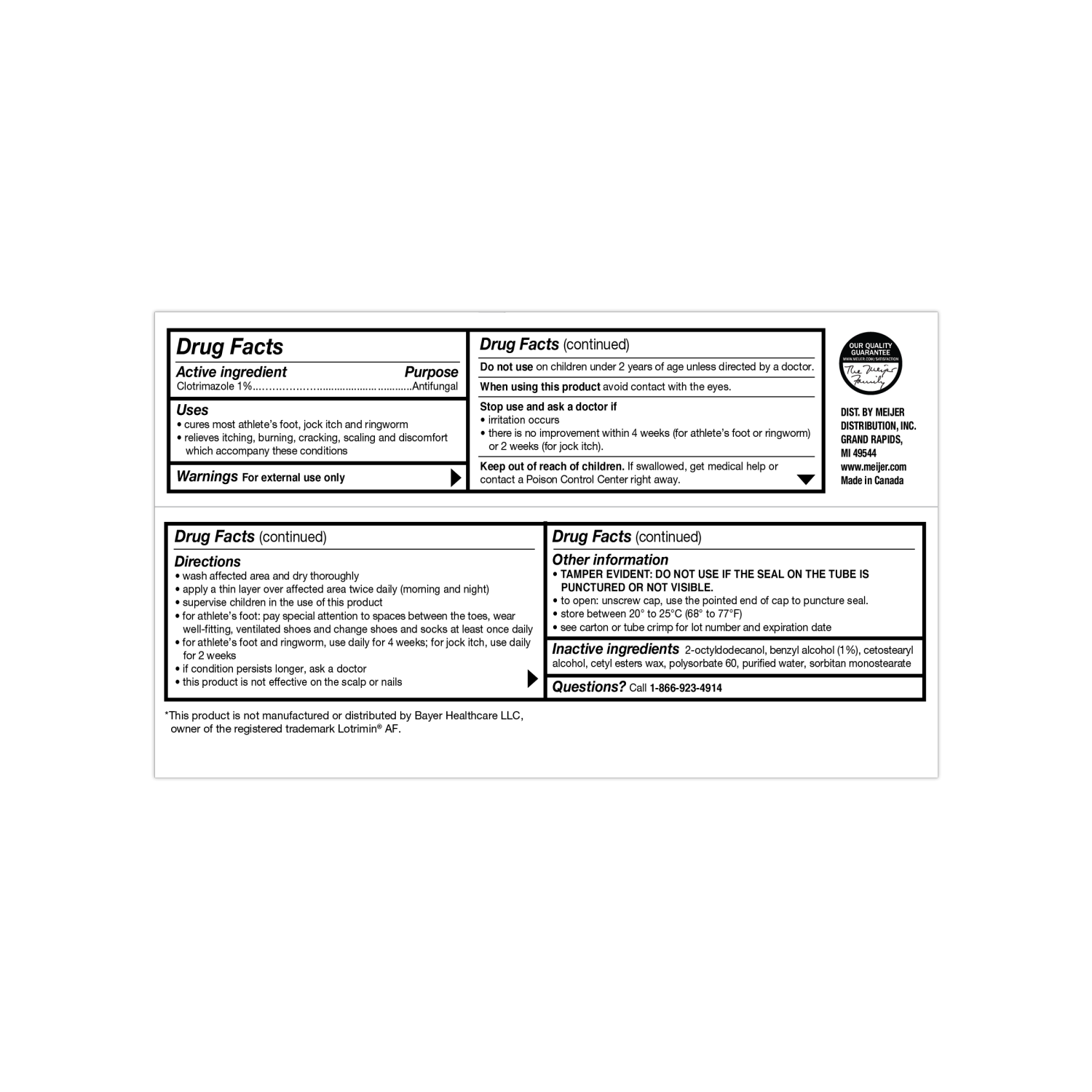 slide 2 of 3, Meijer Athlete's Foot Cream, Clotrimazole 1%, 2oz, 2 oz