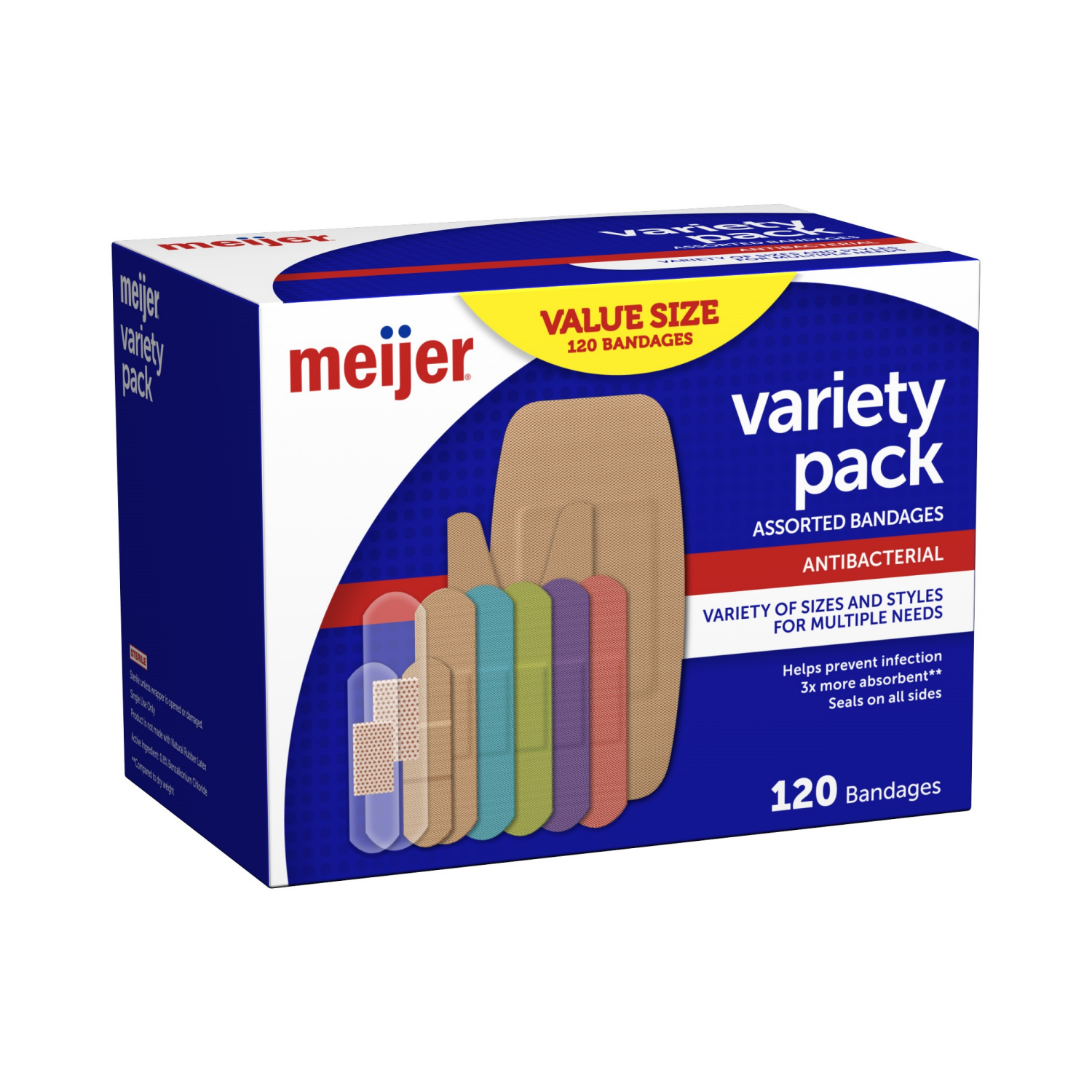 slide 3 of 3, Meijer Variety Pack Bandages, 120 ct