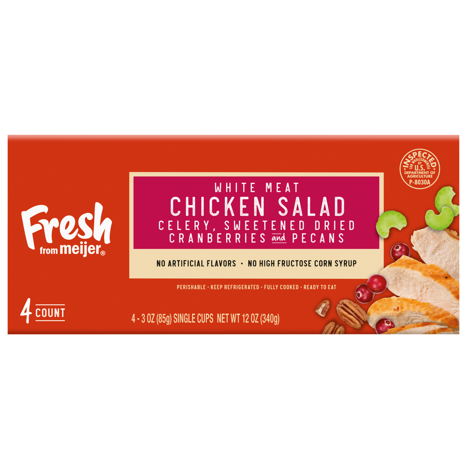 slide 3 of 3, Fresh from Meijer White Meat Chicken Salad with Cranberries and Pecans, 12 oz., 12 oz