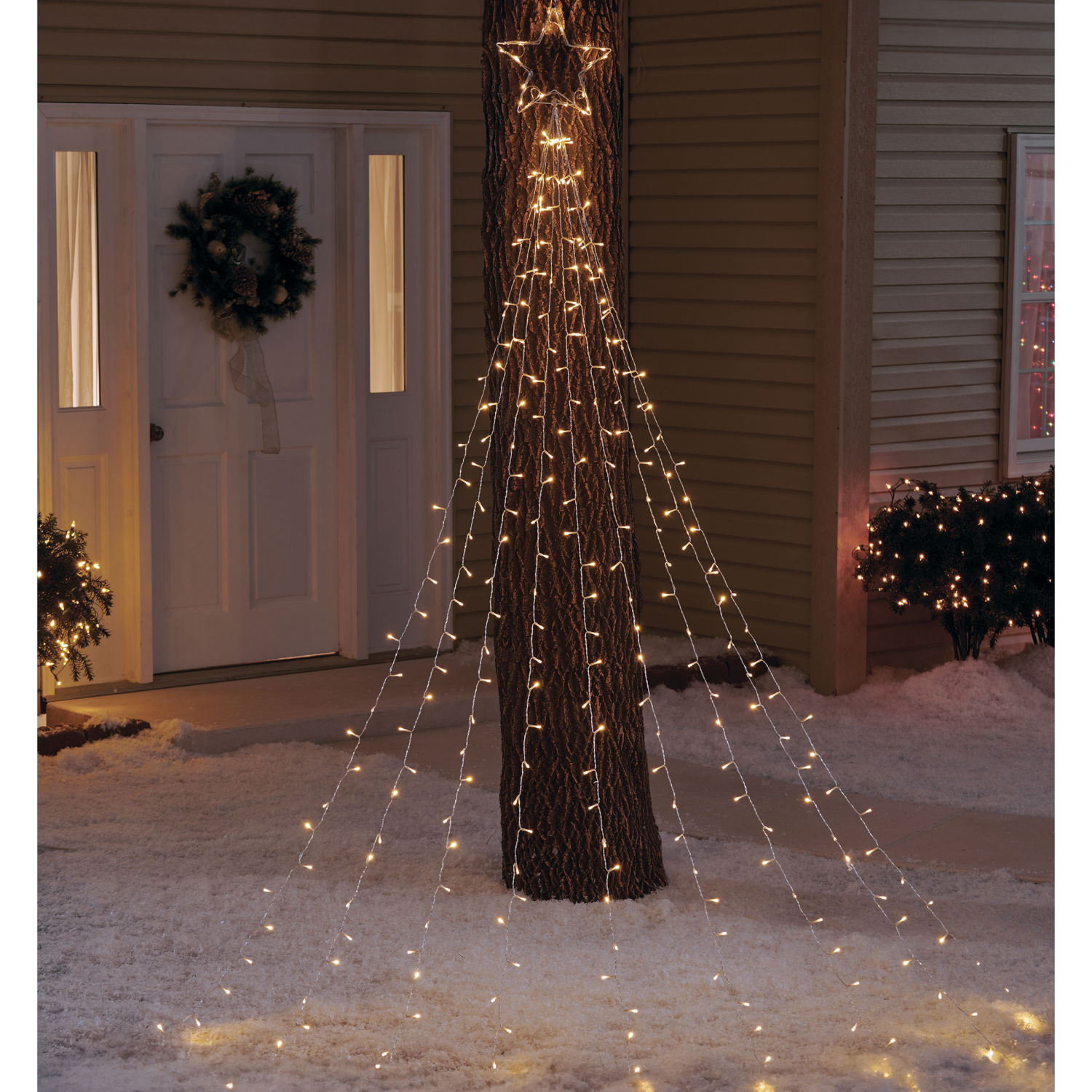 slide 3 of 4, December Home 290 Count 8-Function LED Star Waterfall Lights, 290 ct