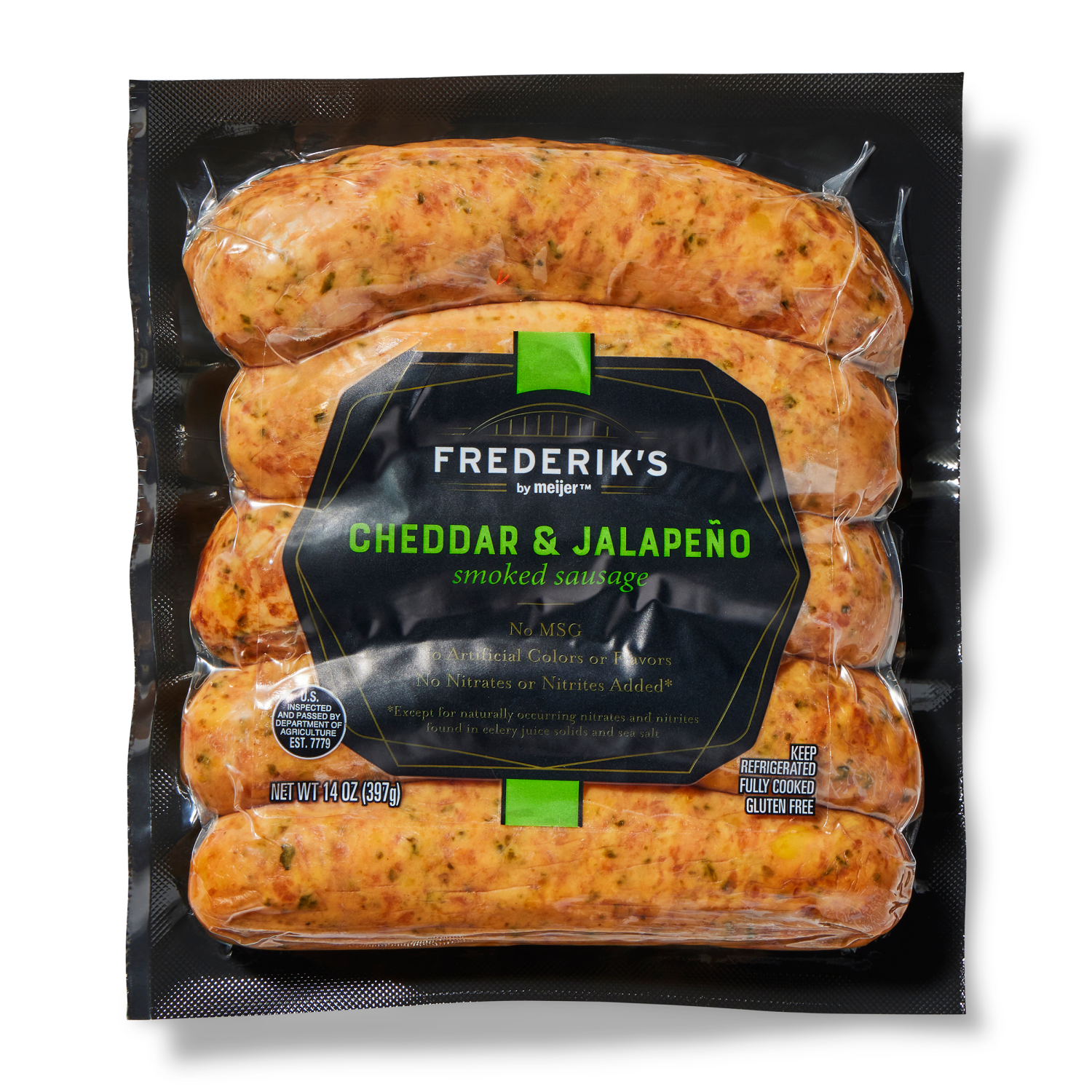 slide 1 of 2, FREDERIKS BY MEIJER Frederik's by Meijer Smoked Jalapeno Cheddar Sausage, 14 oz, 14 oz