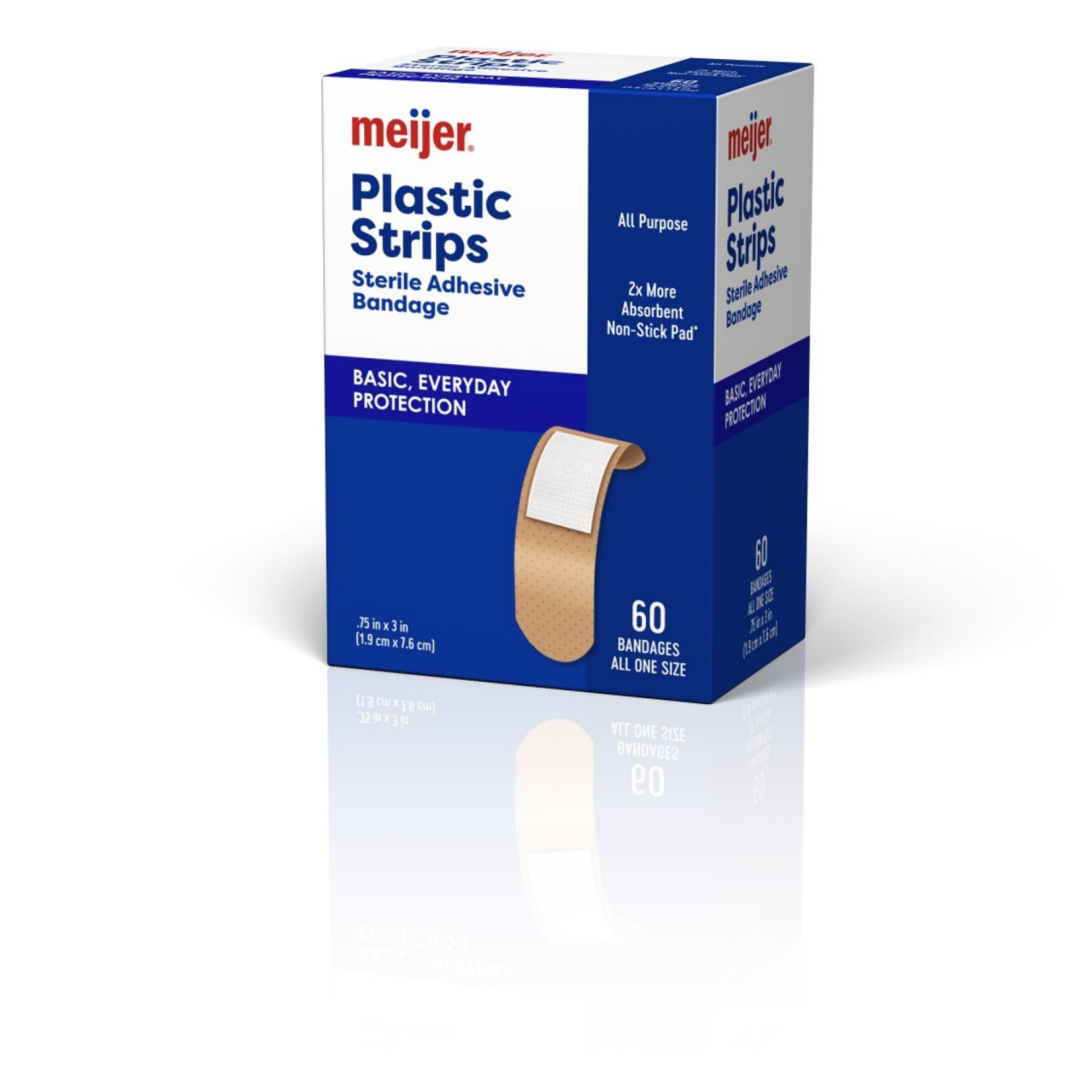 slide 2 of 4, Meijer Plastic Bandages 3/4"x3", 60 ct