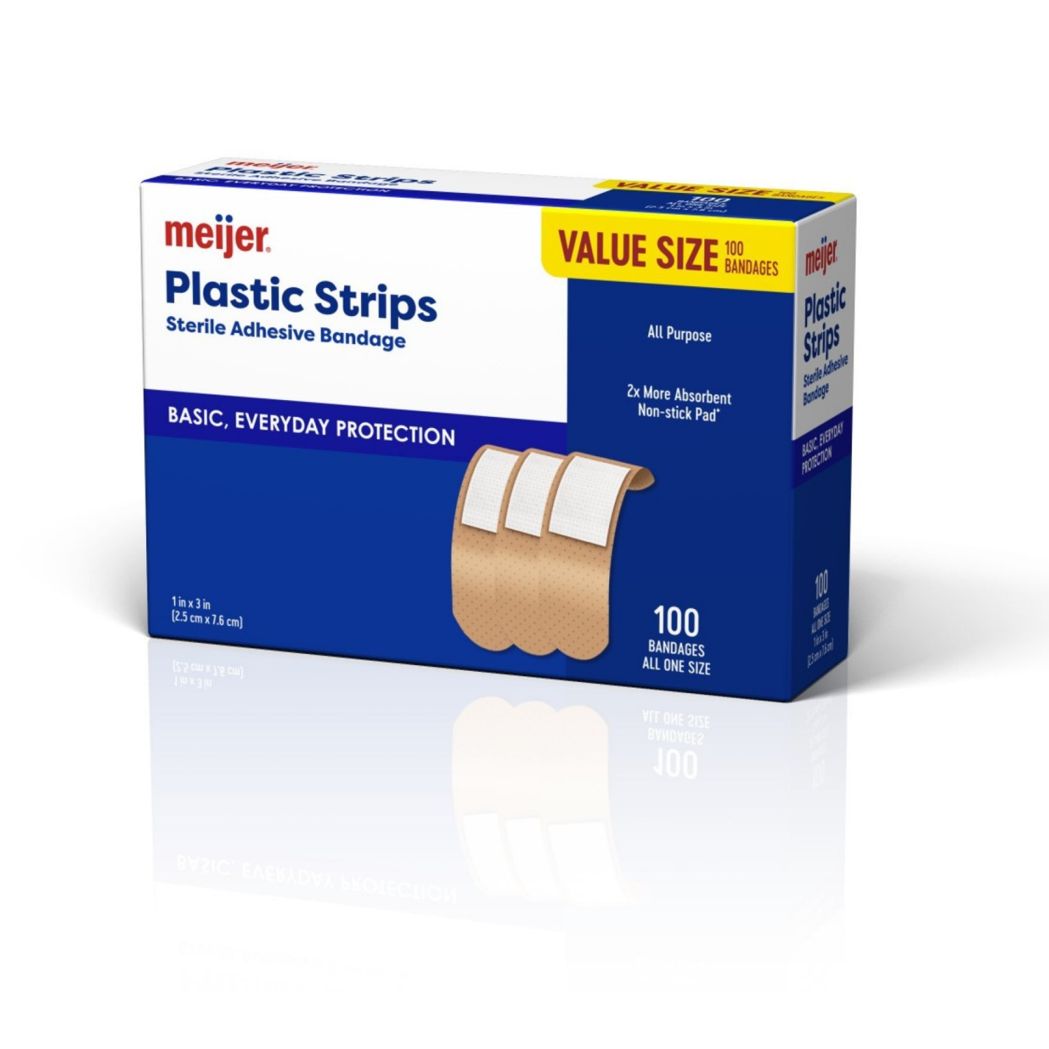 slide 2 of 4, Meijer Plastic Bandages 1"x3", 100 ct