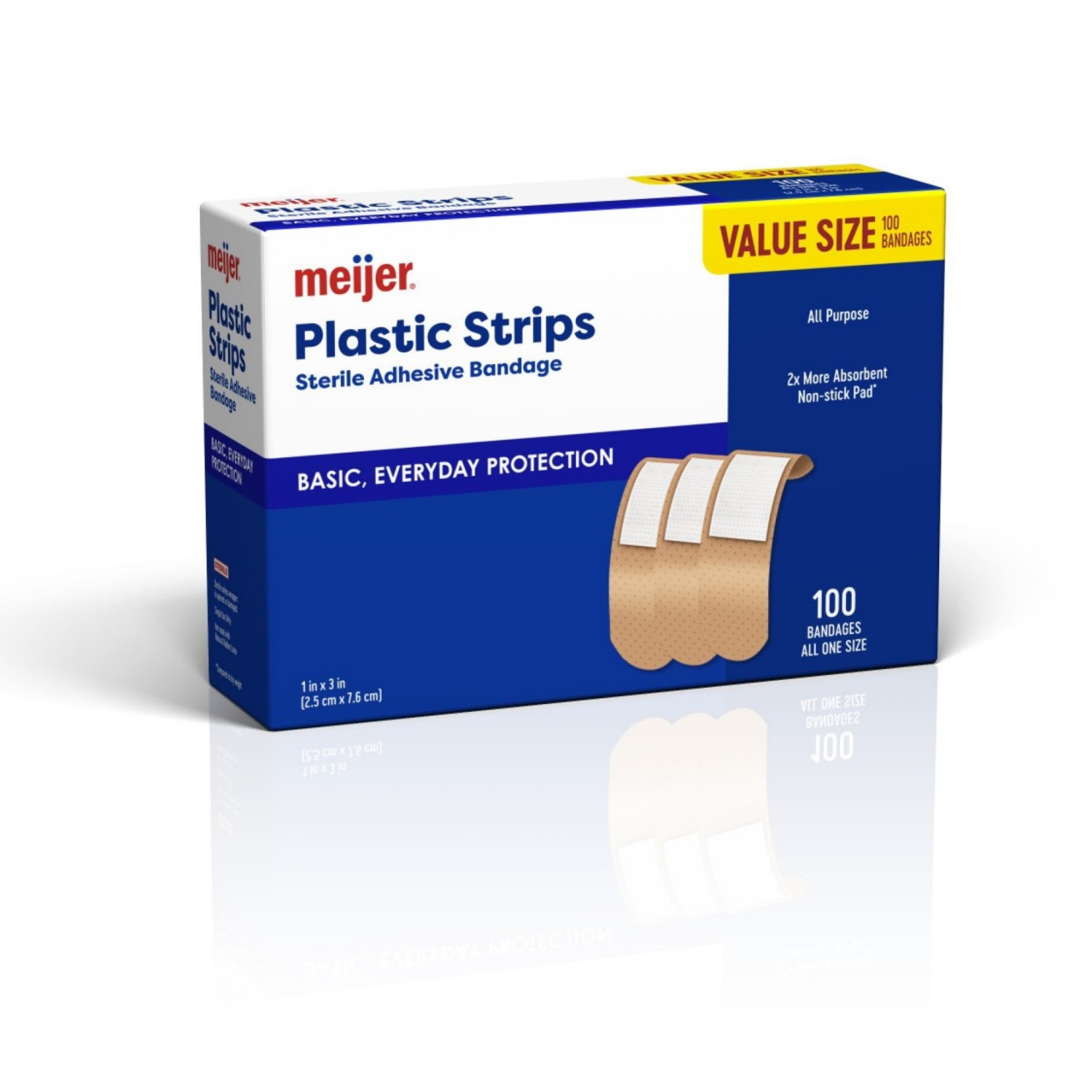 slide 3 of 4, Meijer Plastic Bandages 1"x3", 100 ct